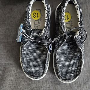 Hey Dude Kids Black Knit Casual Shoes - Size 13